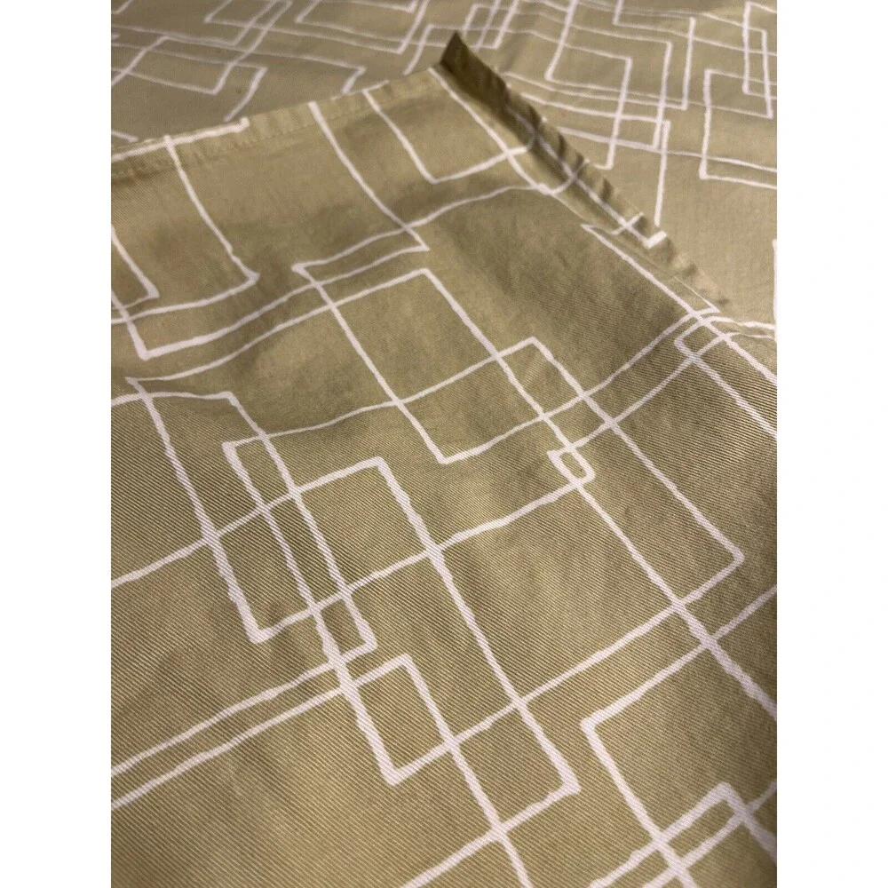 Crate and Barrel Green Geometric Shower Curtain 100% Cotton